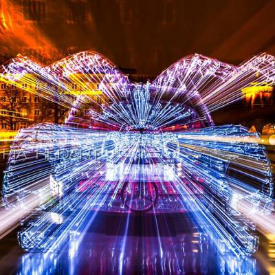 MERCEDES 190 SL en guirlandes lumineuses à Stuttgart